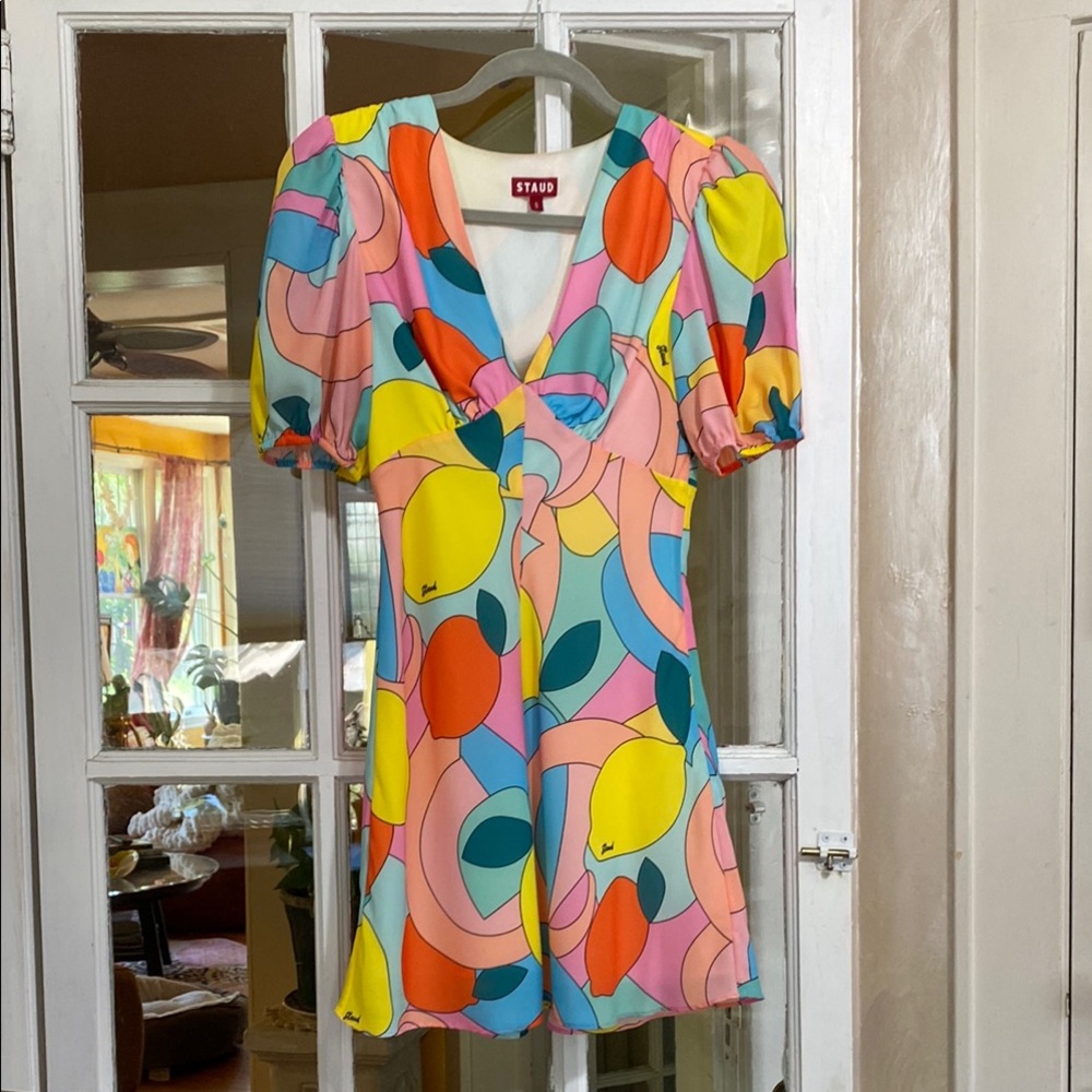 STAUD Multicolor Abstract Dress